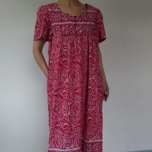 Vintage Loungees Cotton Floral Batik Maxi Dress / Size XL